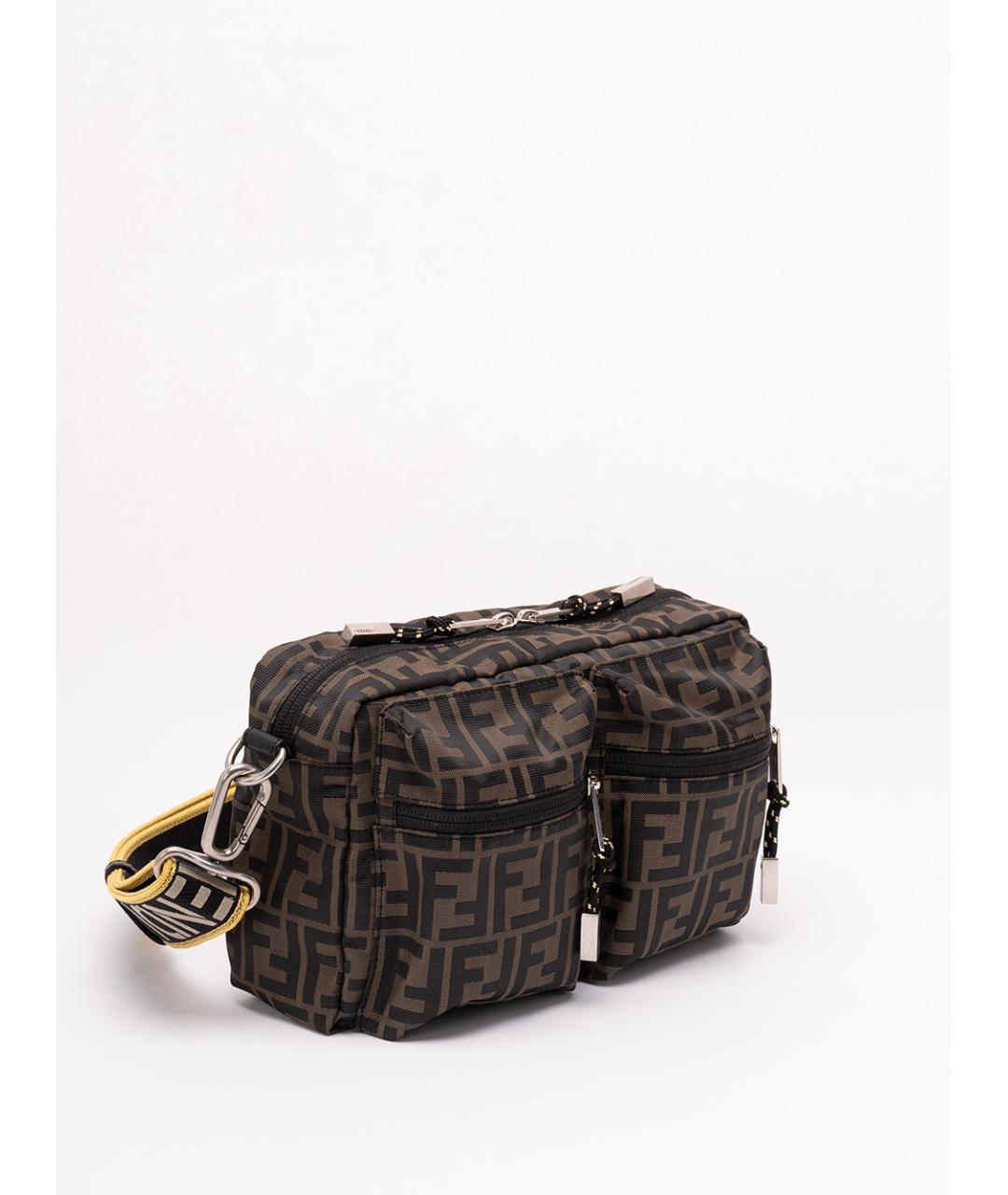 FENDI Коричневая тканевая сумка на плечо, фото 3