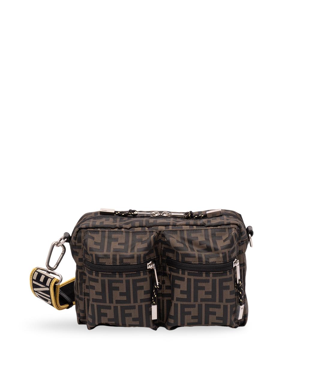 FENDI Коричневая тканевая сумка на плечо, фото 1