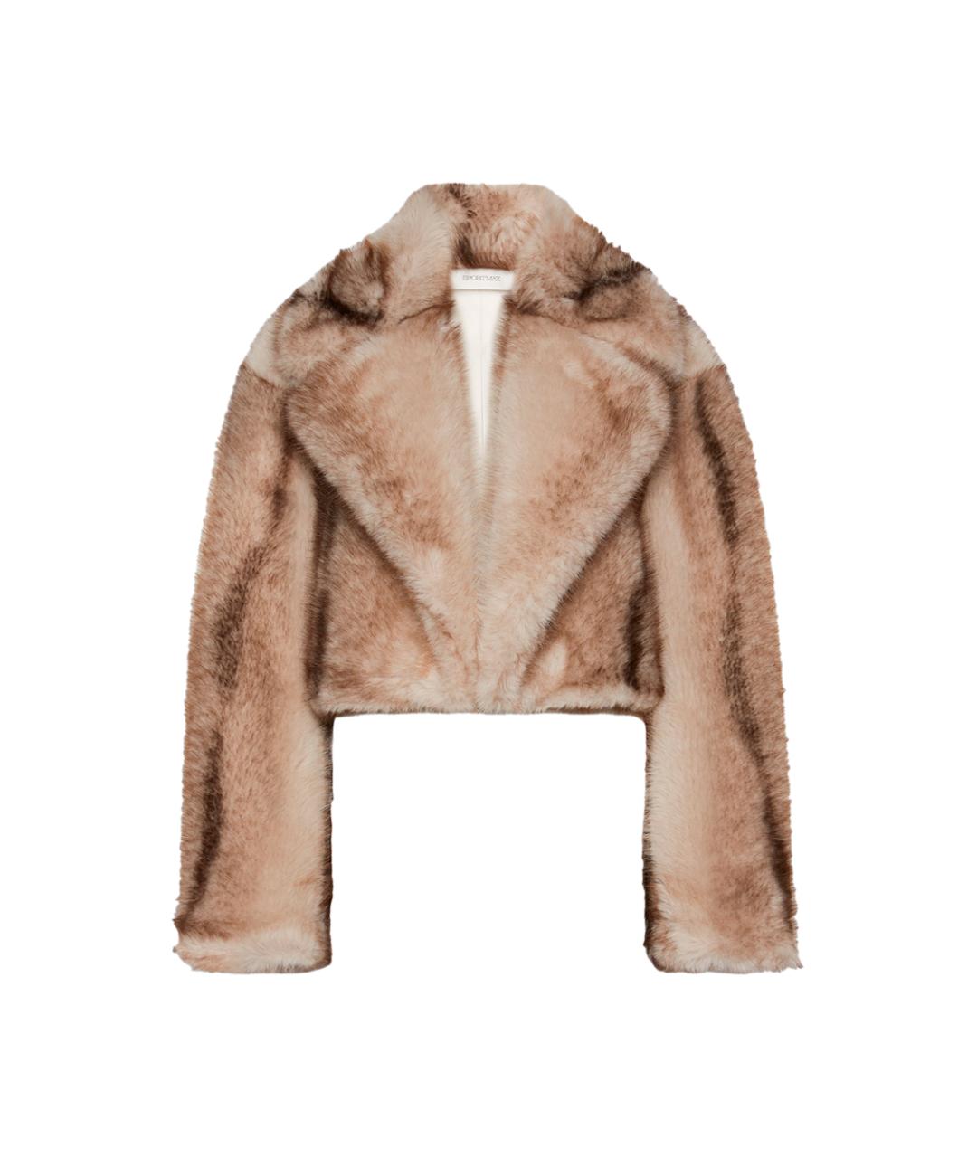 SPORTMAX Бежевая полиэстеровая шуба, фото 1