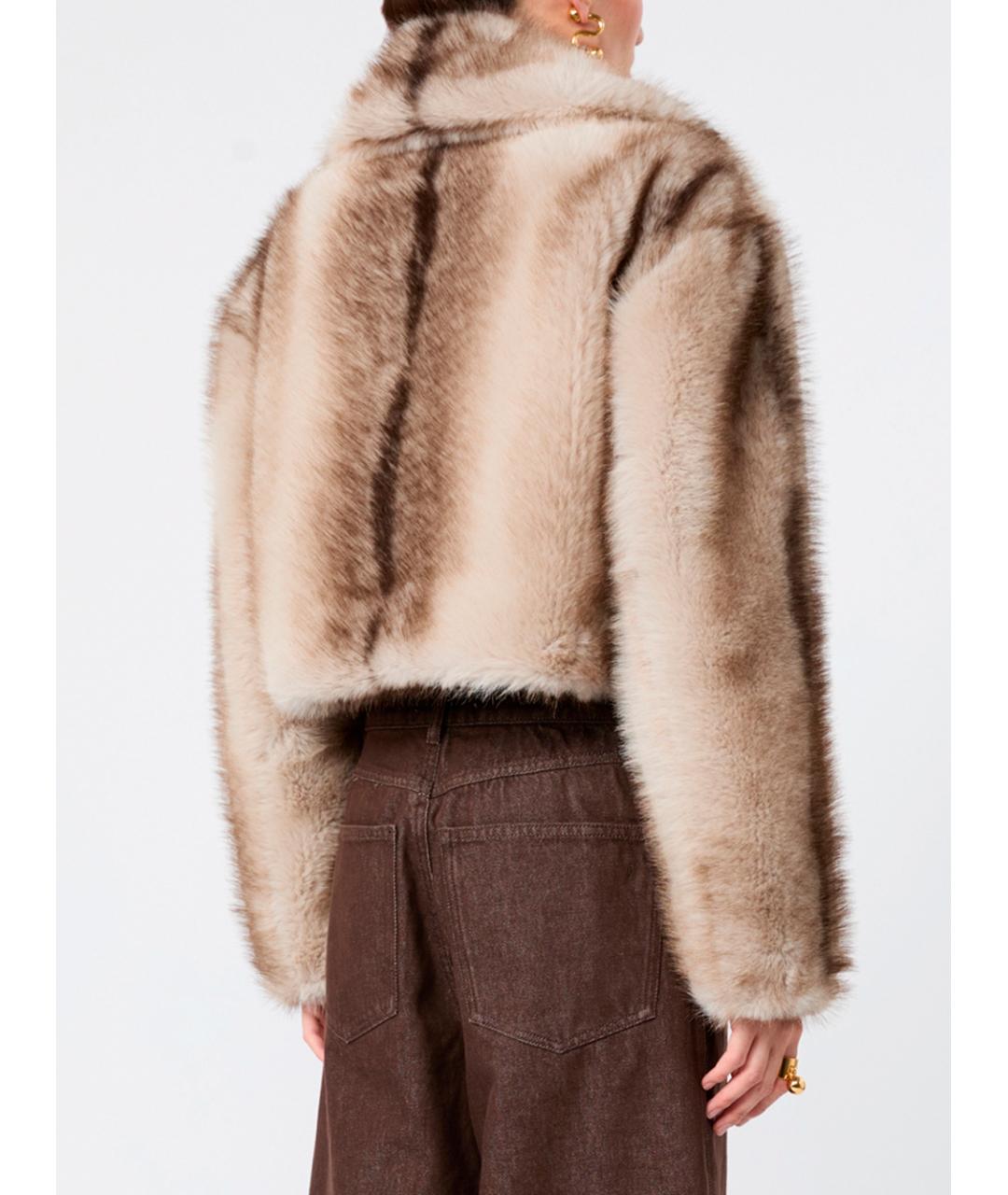 SPORTMAX Бежевая полиэстеровая шуба, фото 4