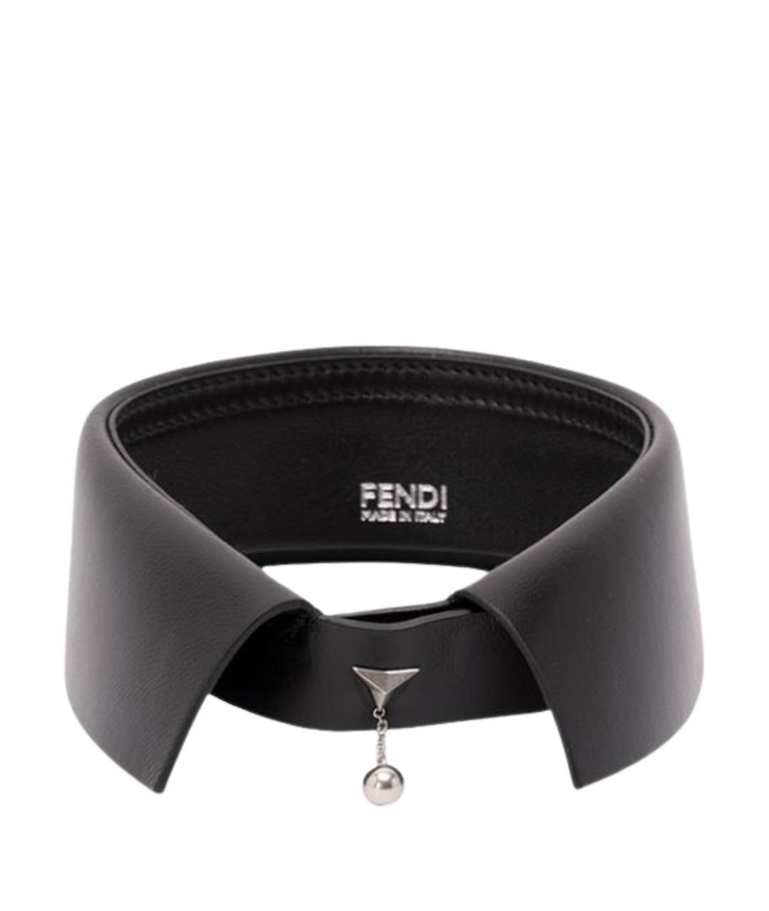 FENDI Черное кожаное колье, фото 1