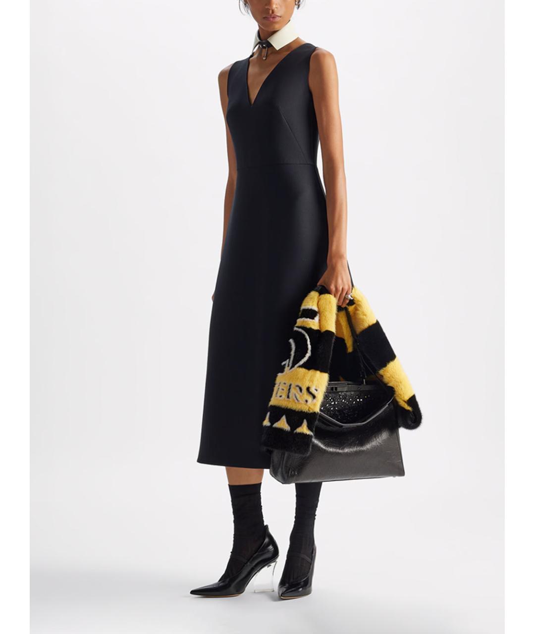 FENDI Черное шерстяное повседневное платье, фото 3