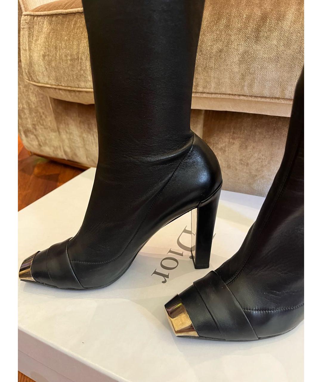 CHRISTIAN DIOR Черные кожаные сапоги, фото 2