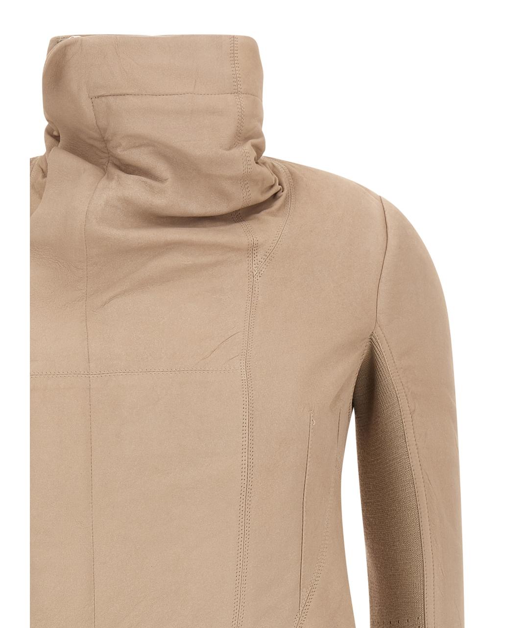 RICK OWENS Бежевая кожаная куртка, фото 3