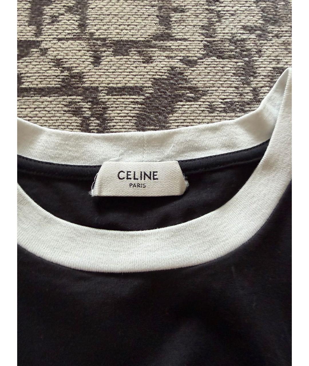 CELINE Черная хлопковая футболка, фото 2