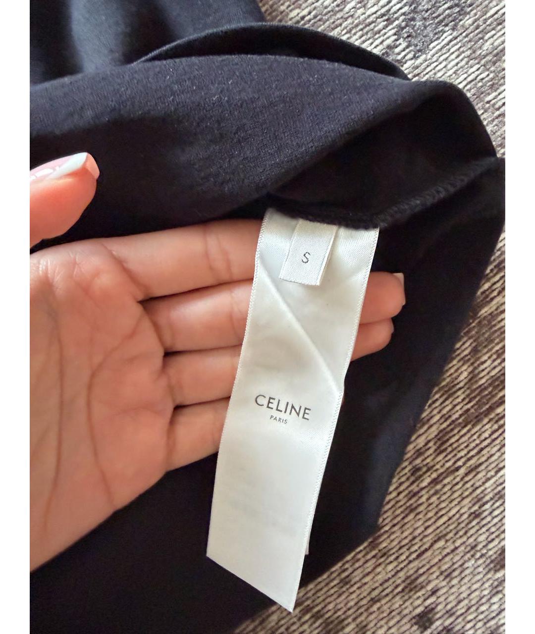 CELINE Черная хлопковая футболка, фото 3