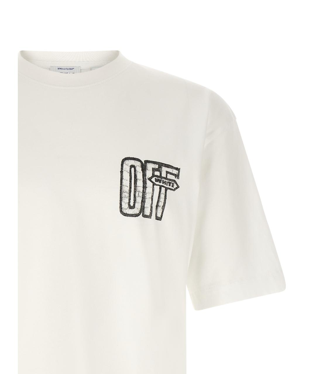 OFF-WHITE Белая хлопковая футболка, фото 3