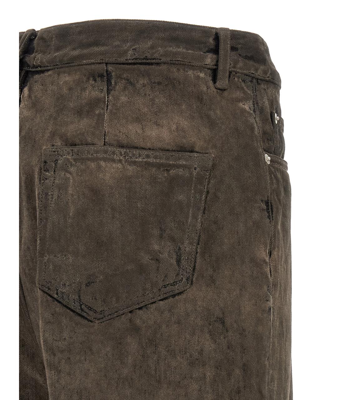 RICK OWENS Коричневые хлопковые прямые джинсы, фото 4