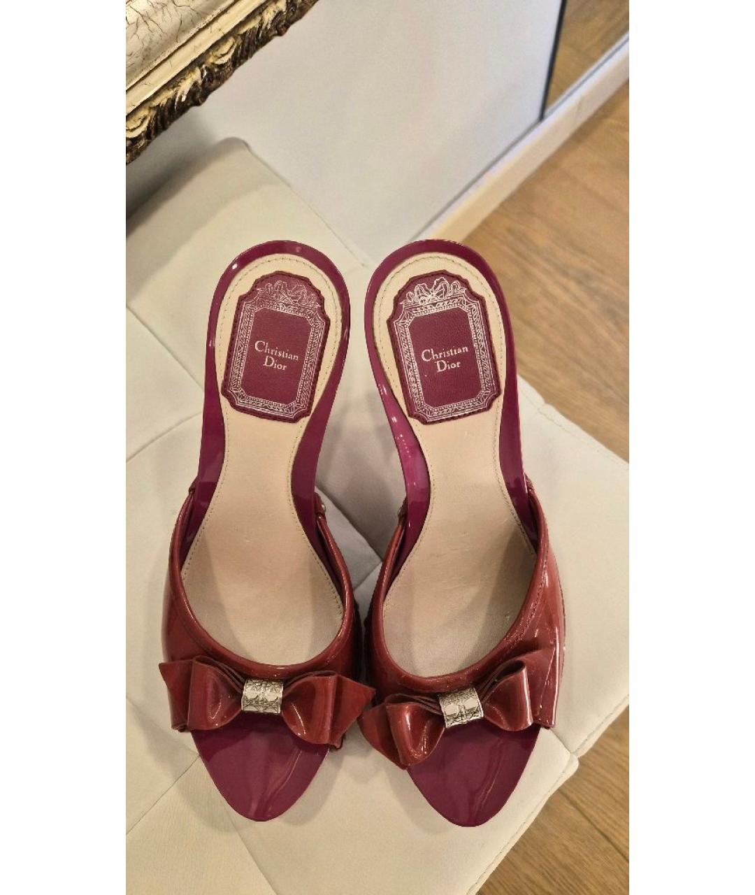 CHRISTIAN DIOR Розовые кожаные сабо, фото 3