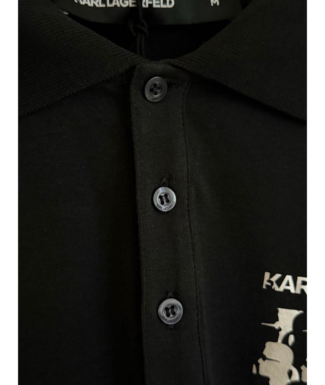 KARL LAGERFELD Черное хлопко-эластановое поло с коротким рукавом, фото 5