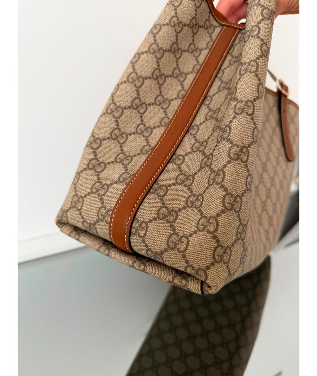 GUCCI Коричневая жаккардовая сумка тоут, фото 2