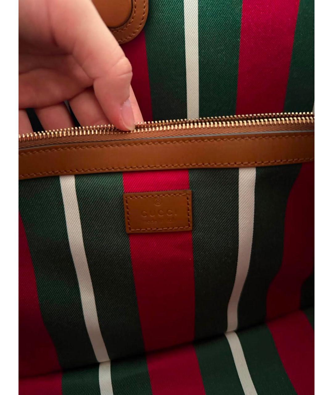 GUCCI Коричневая жаккардовая сумка тоут, фото 4
