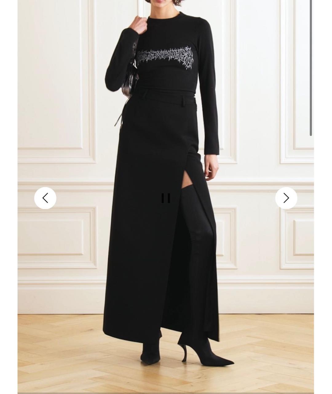 BALENCIAGA Черная шерстяная юбка макси, фото 2