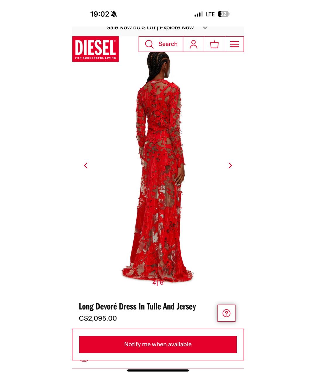 DIESEL Красное хлопковое вечернее платье, фото 8