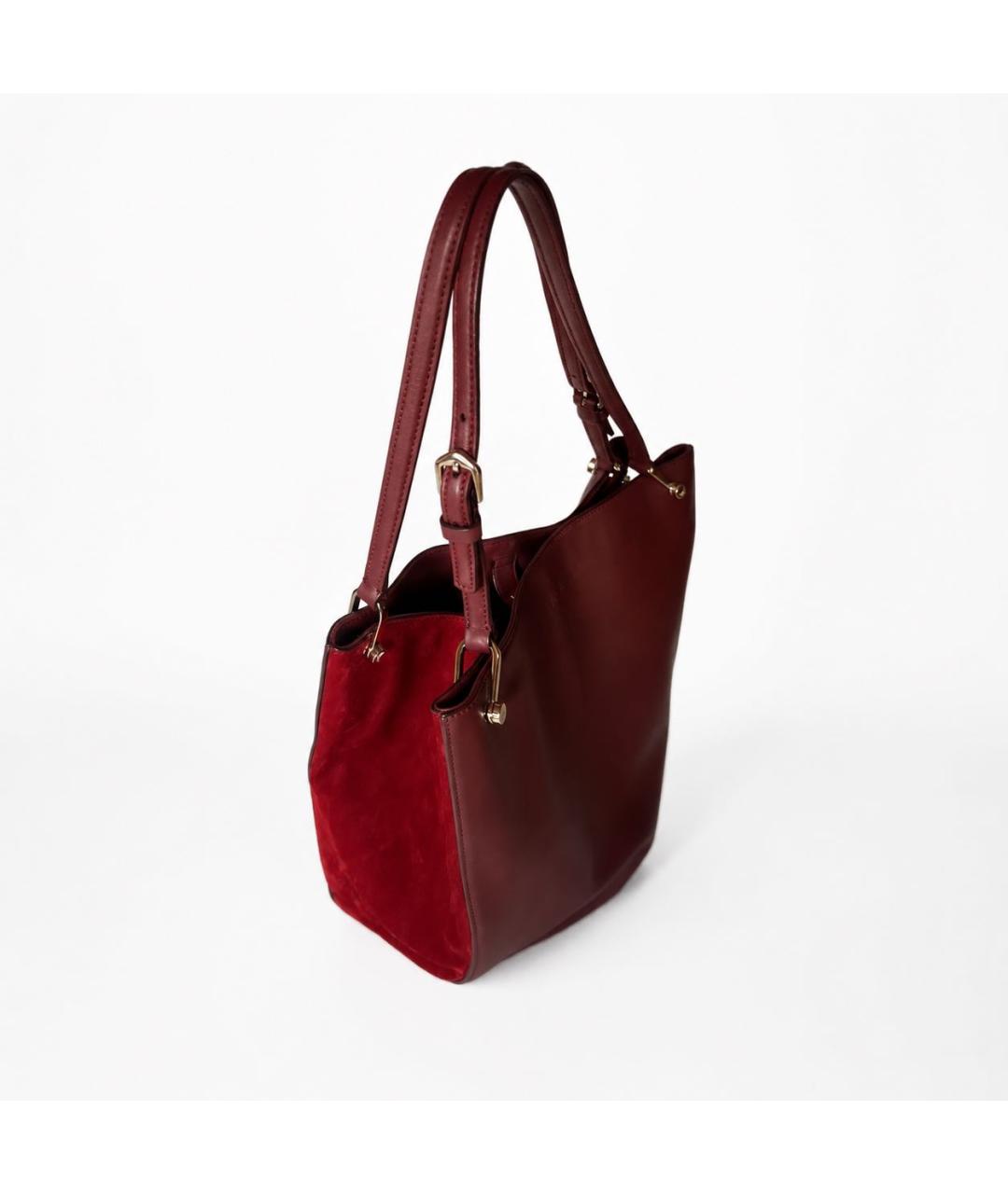 TOD'S Бордовая кожаная сумка тоут, фото 2