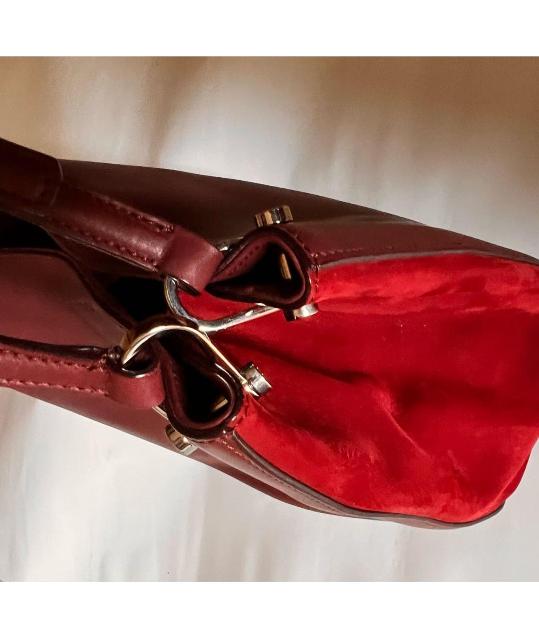 TOD'S Бордовая кожаная сумка тоут, фото 5