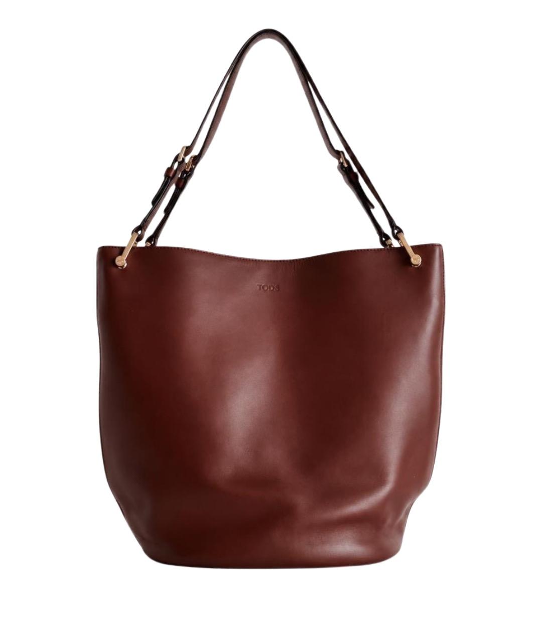 TOD'S Бордовая кожаная сумка тоут, фото 1