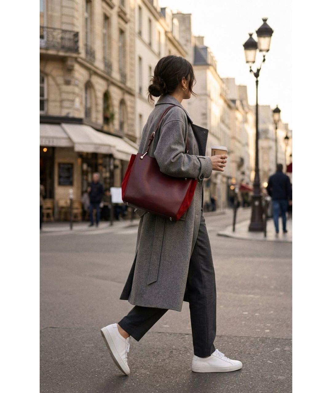 TOD'S Бордовая кожаная сумка тоут, фото 6