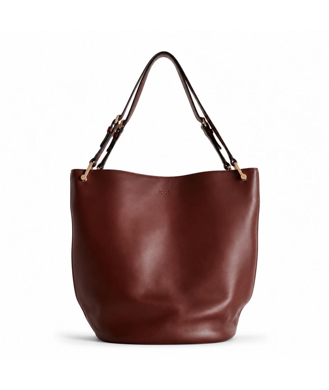 TOD'S Бордовая кожаная сумка тоут, фото 9