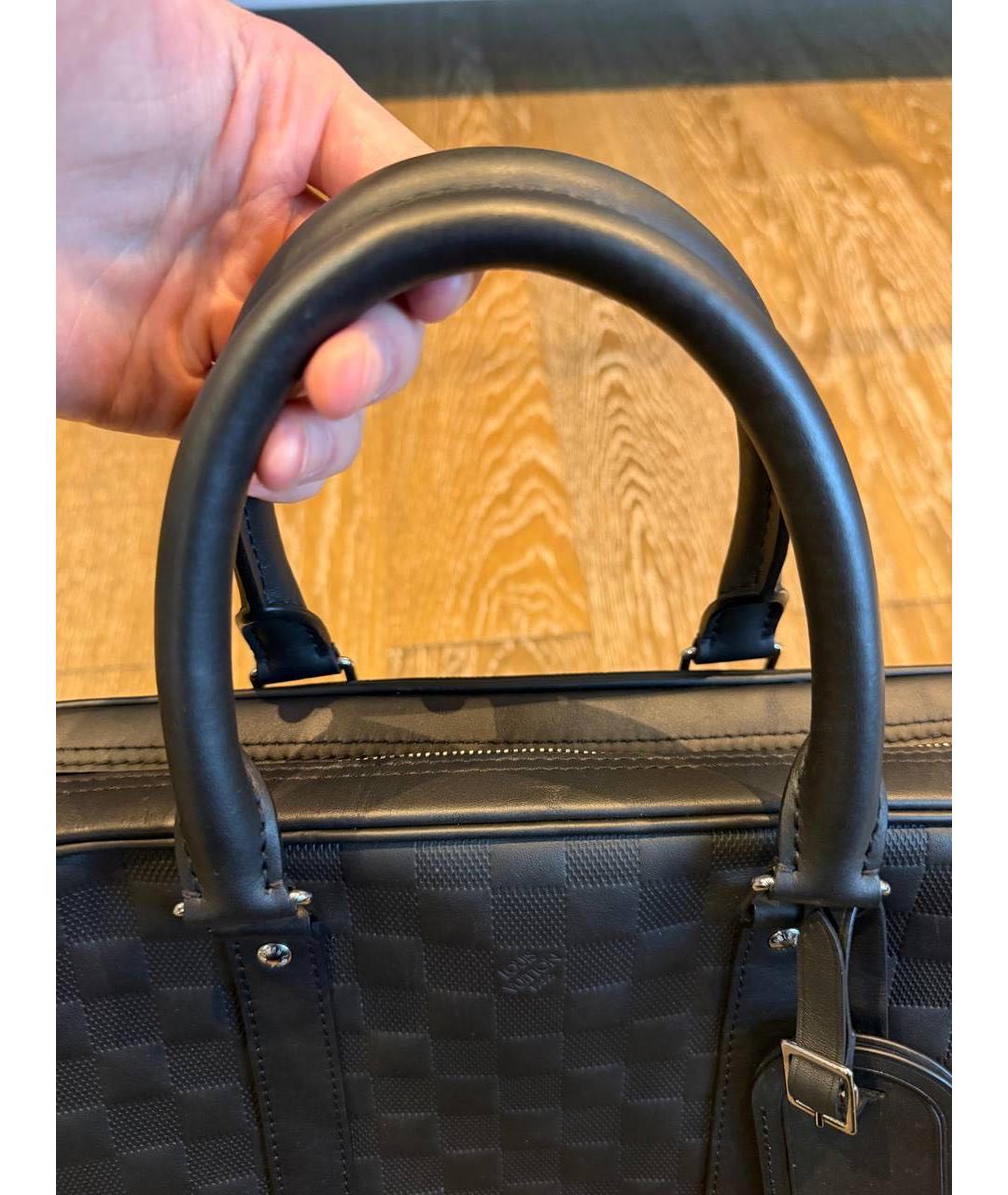 LOUIS VUITTON Черный кожаный портфель, фото 6
