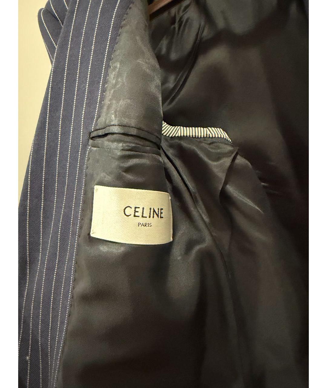 CELINE Темно-синий шерстяной костюм с брюками, фото 5