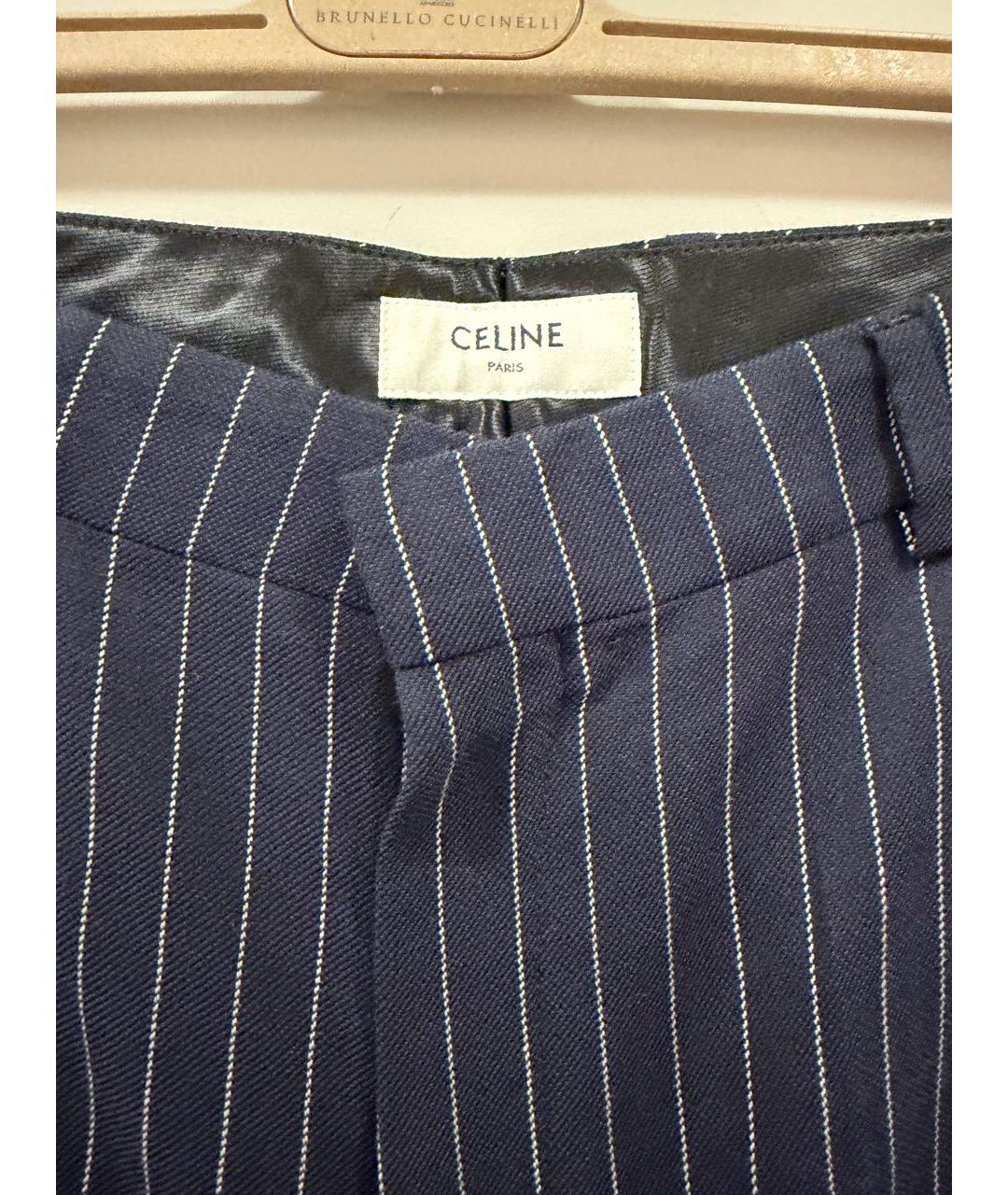 CELINE Темно-синий шерстяной костюм с брюками, фото 3