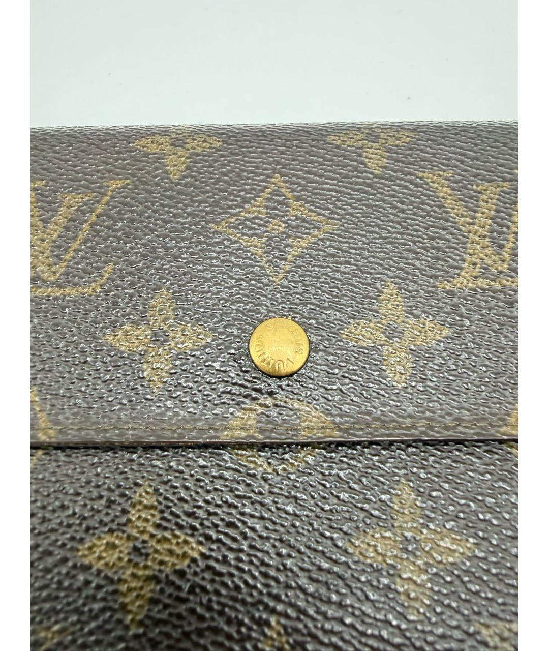LOUIS VUITTON Коричневый кожаный кошелек, фото 2