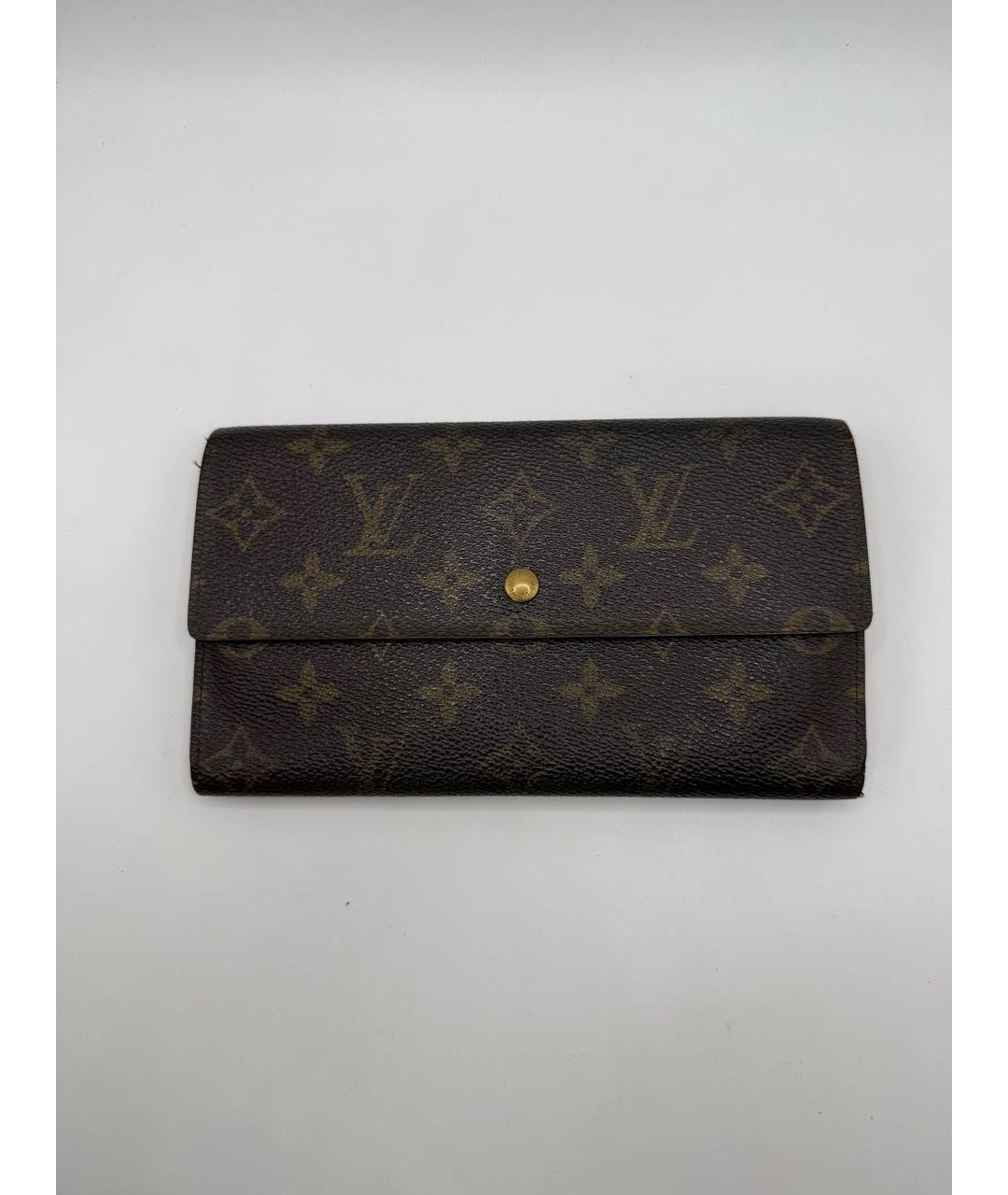 LOUIS VUITTON Коричневый кожаный кошелек, фото 8