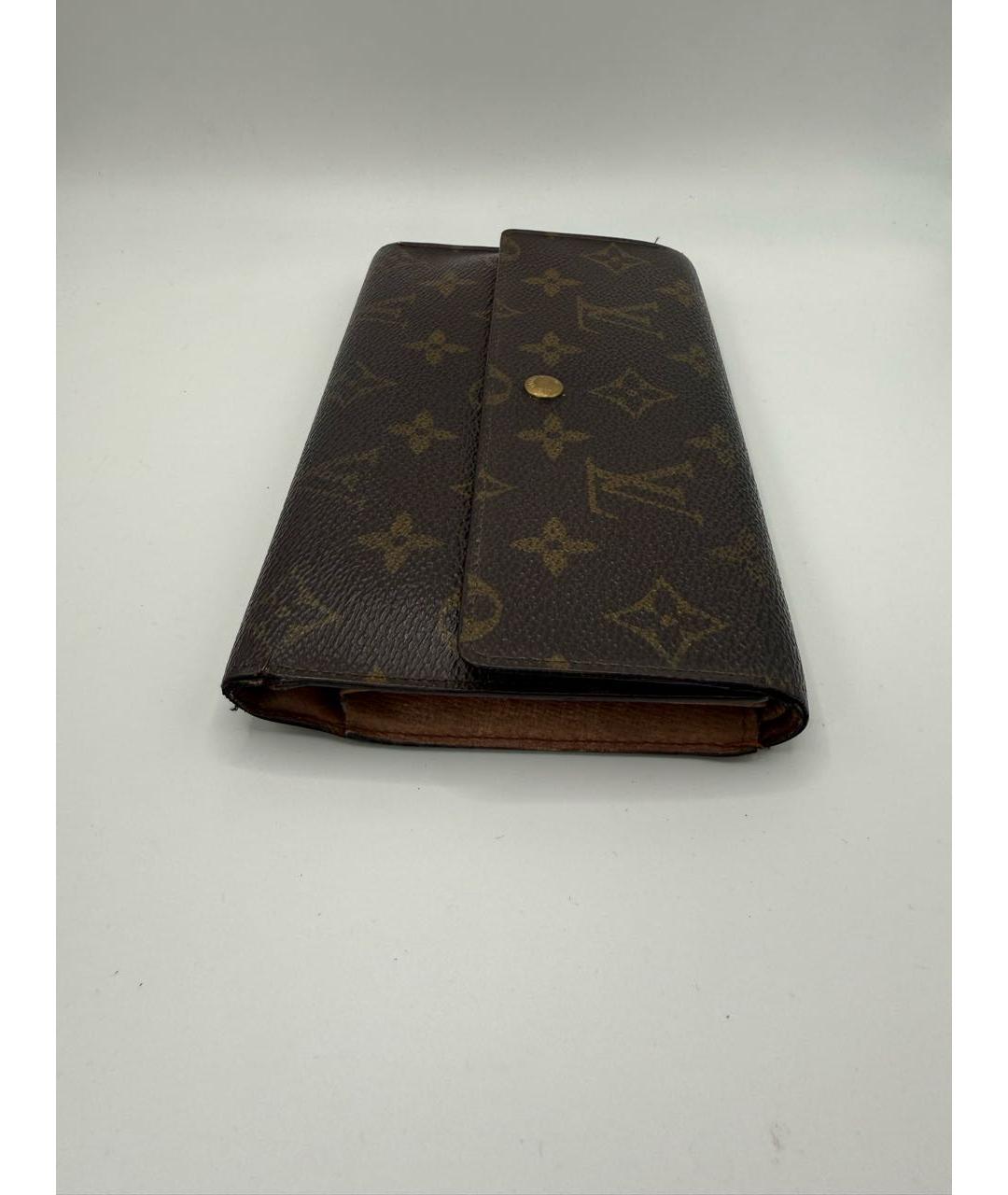 LOUIS VUITTON Коричневый кожаный кошелек, фото 3