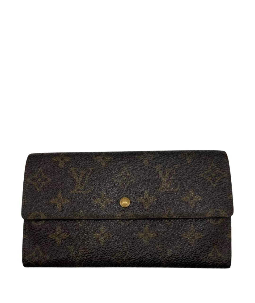 LOUIS VUITTON Коричневый кожаный кошелек, фото 1