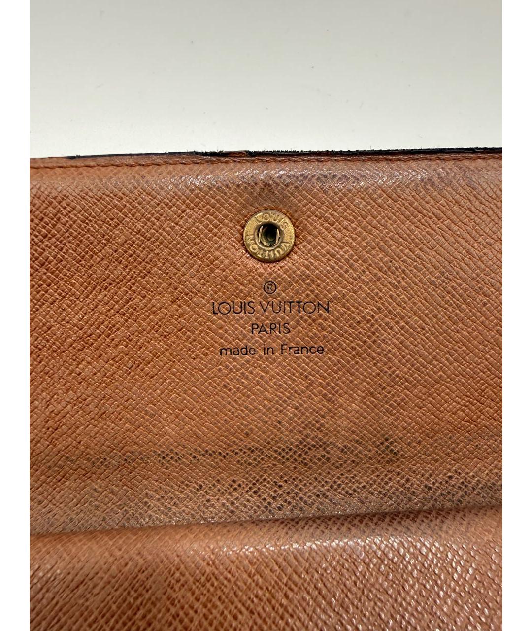 LOUIS VUITTON Коричневый кожаный кошелек, фото 7