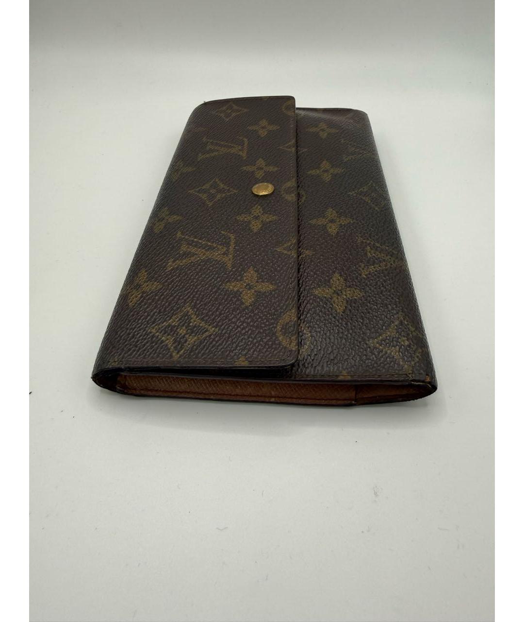 LOUIS VUITTON Коричневый кожаный кошелек, фото 4