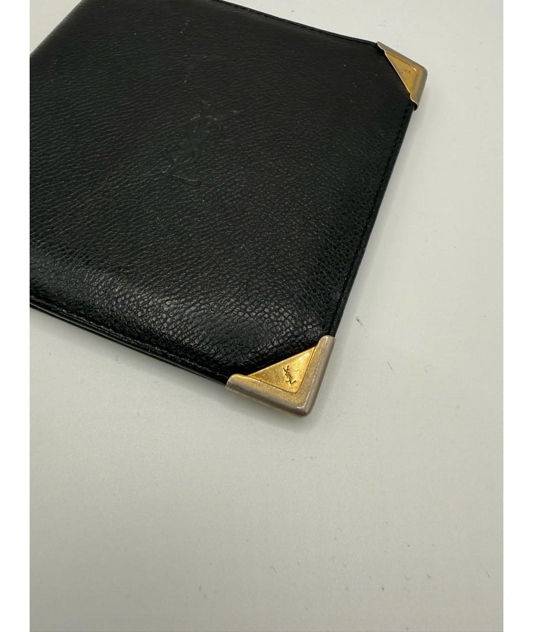 SAINT LAURENT Черный кожаный кошелек, фото 3
