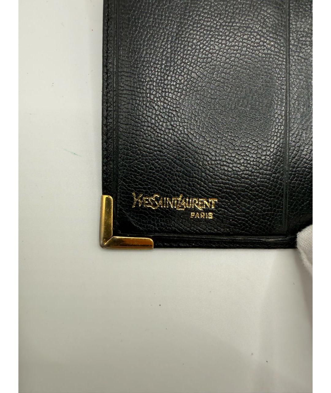 SAINT LAURENT Черный кожаный кошелек, фото 6