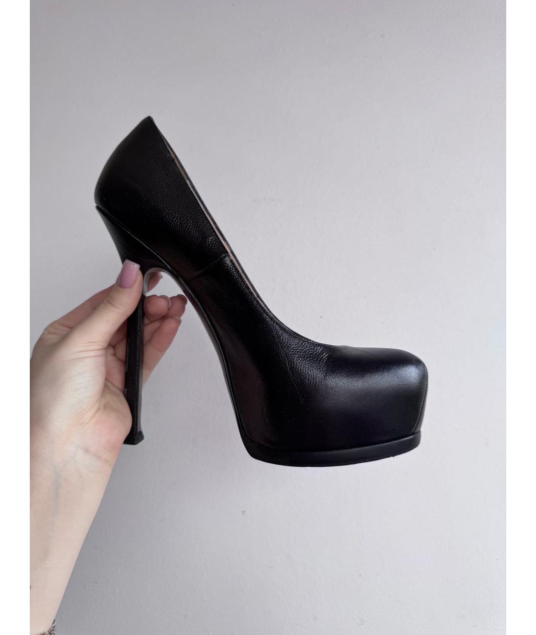 SAINT LAURENT Черные кожаные туфли, фото 7