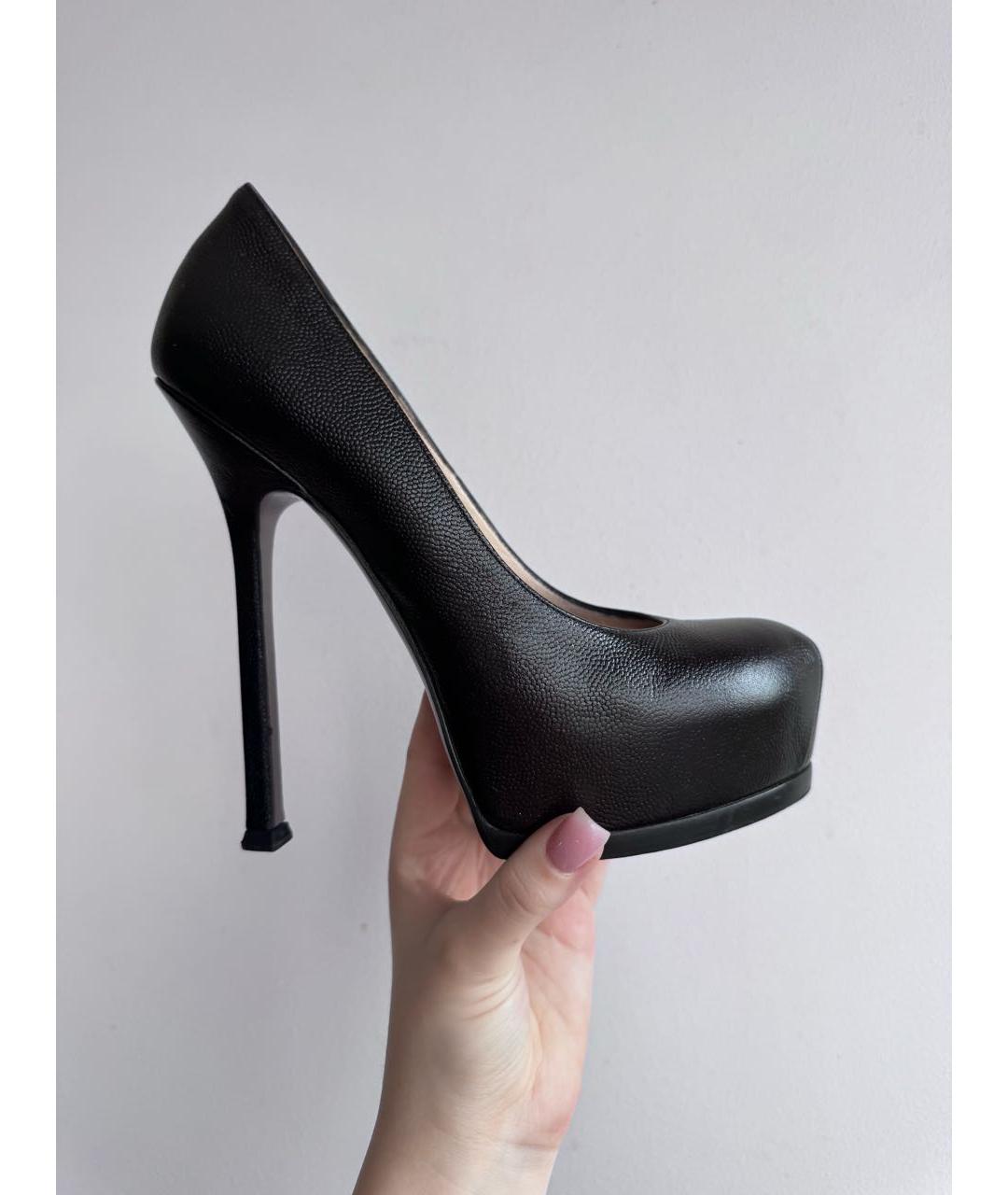 SAINT LAURENT Черные кожаные туфли, фото 5