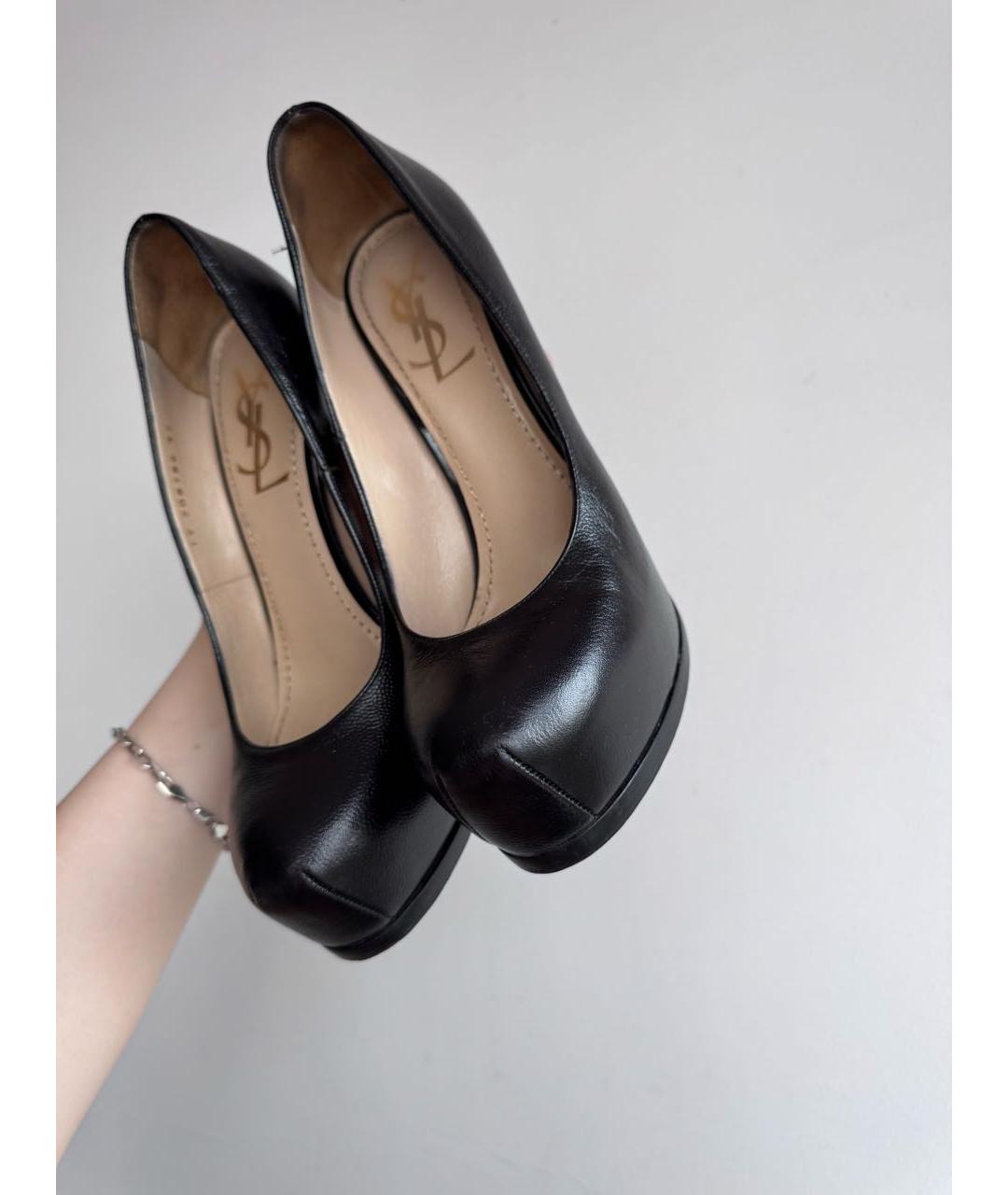 SAINT LAURENT Черные кожаные туфли, фото 3