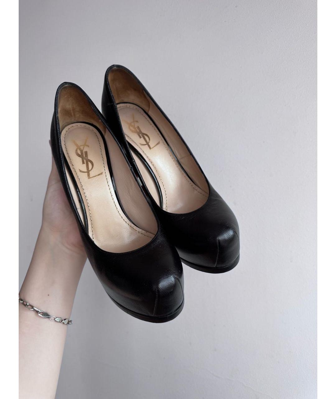 SAINT LAURENT Черные кожаные туфли, фото 2