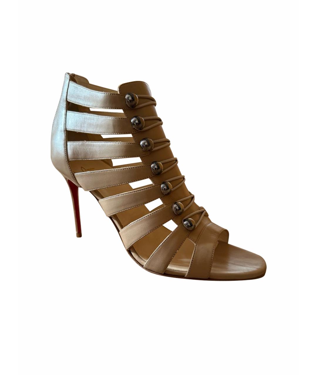 CHRISTIAN LOUBOUTIN Бежевые кожаные босоножки, фото 1