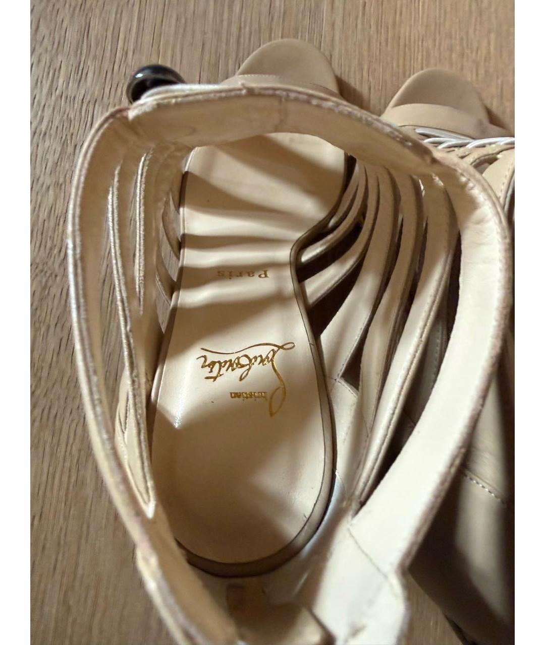 CHRISTIAN LOUBOUTIN Бежевые кожаные босоножки, фото 8