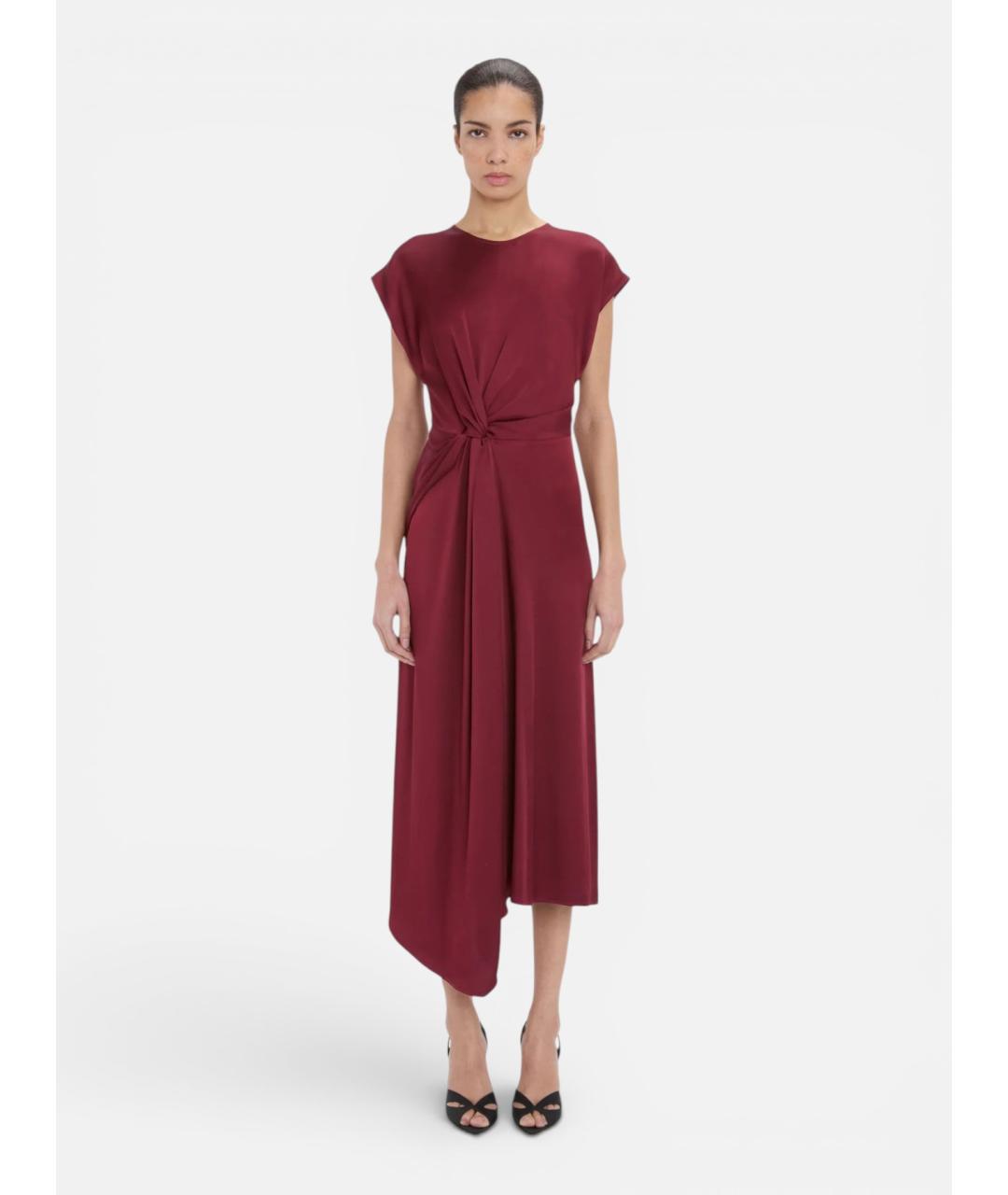 VICTORIA BECKHAM Бордовое ацетатное коктейльное платье, фото 2