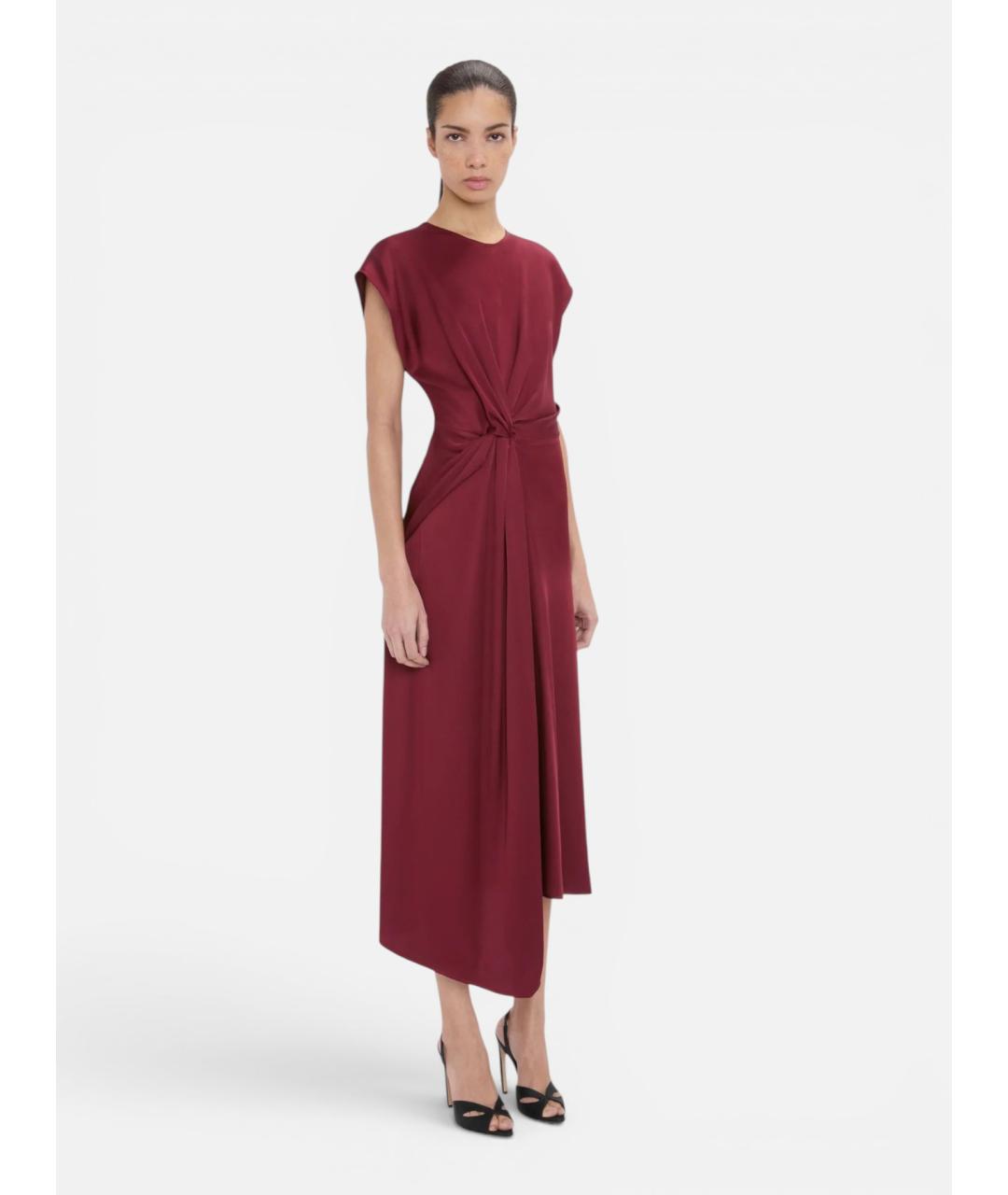 VICTORIA BECKHAM Бордовое ацетатное коктейльное платье, фото 3