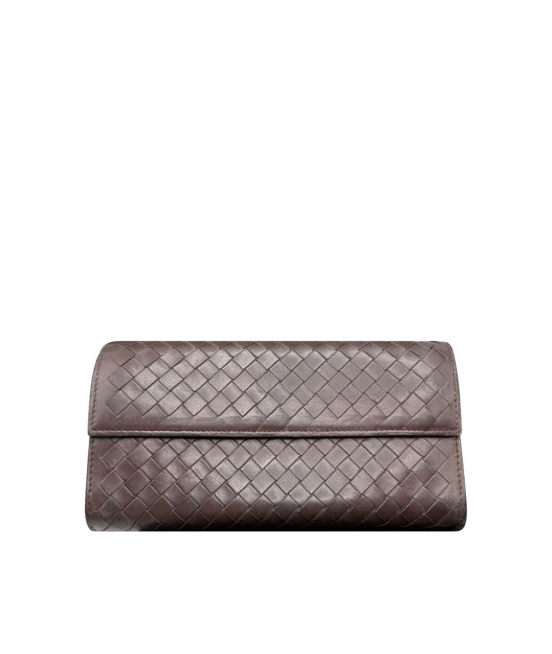 BOTTEGA VENETA Коричневый кожаный кошелек, фото 1