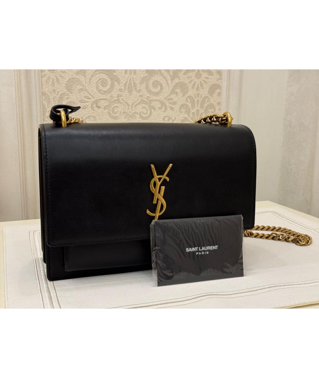 SAINT LAURENT Черная кожаная сумка через плечо, фото 6