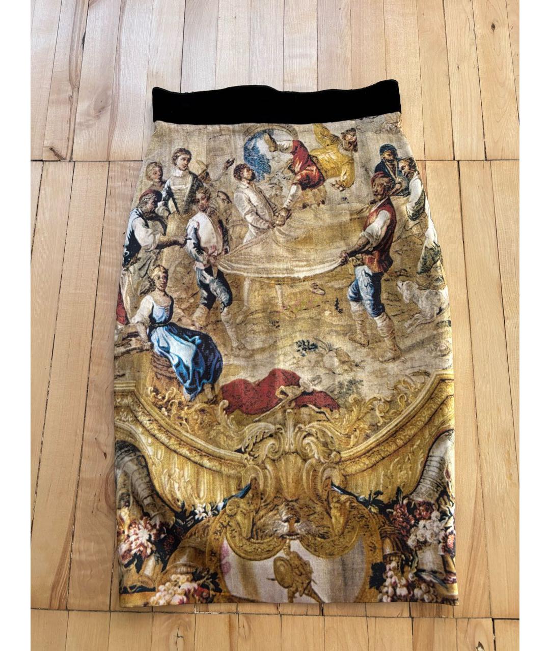 DOLCE&GABBANA Мульти хлопковая юбка миди, фото 8