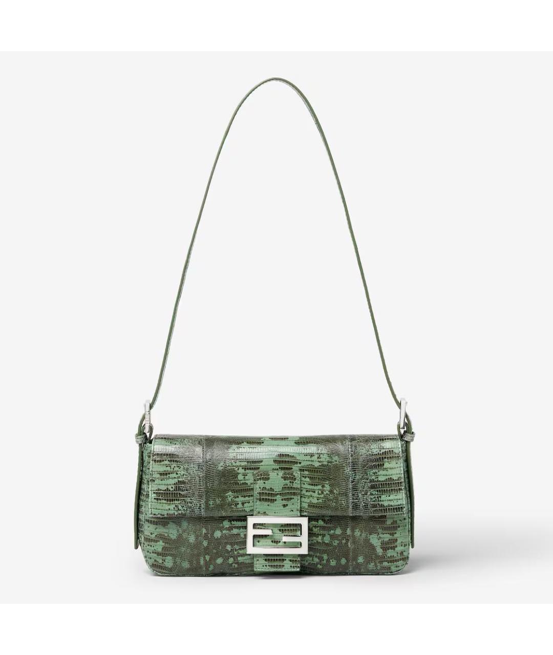 FENDI Зеленая сумка с короткими ручками из экзотической кожи, фото 2