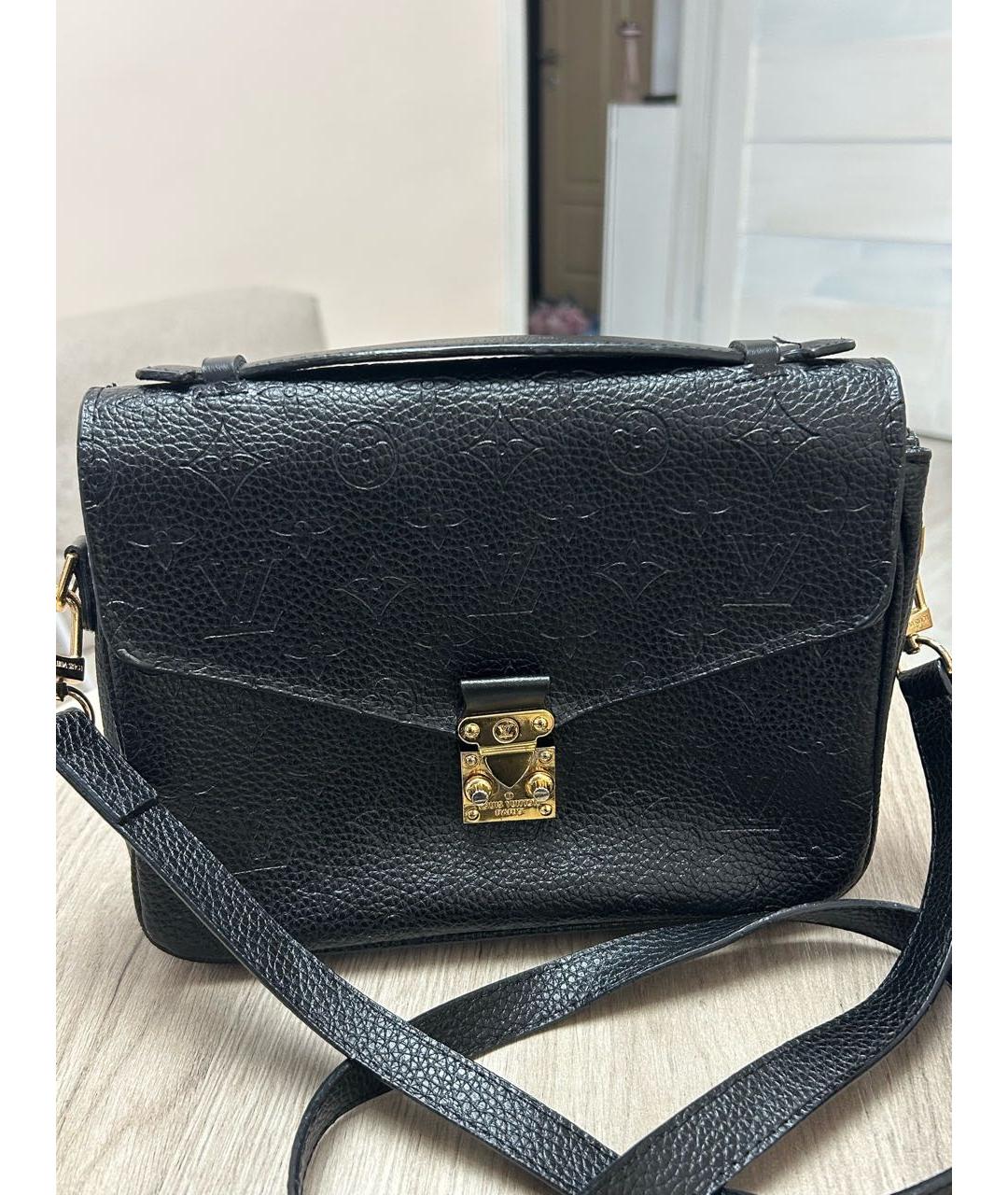 LOUIS VUITTON Черная кожаная сумка через плечо, фото 6