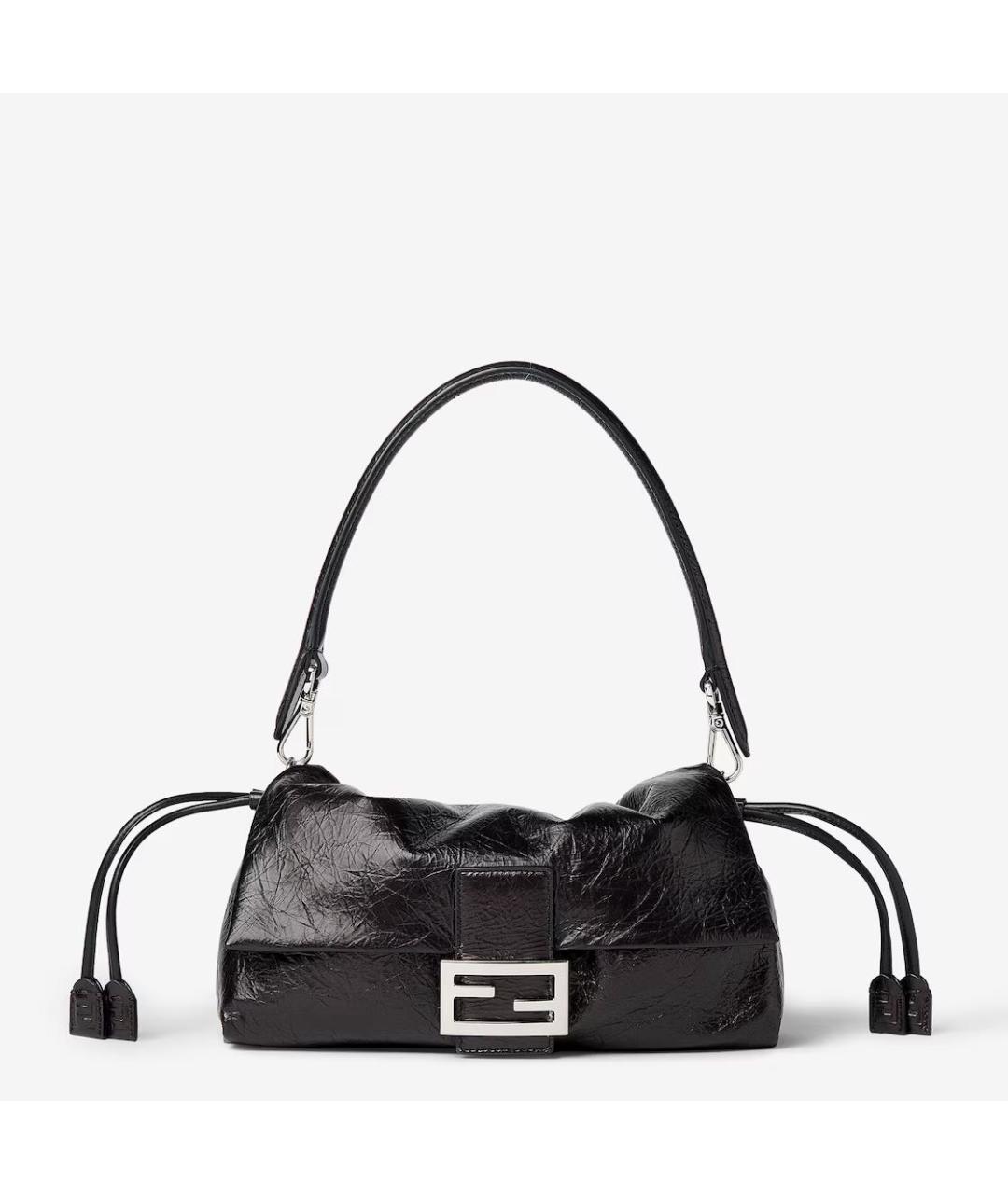 FENDI Черная кожаная сумка с короткими ручками, фото 6