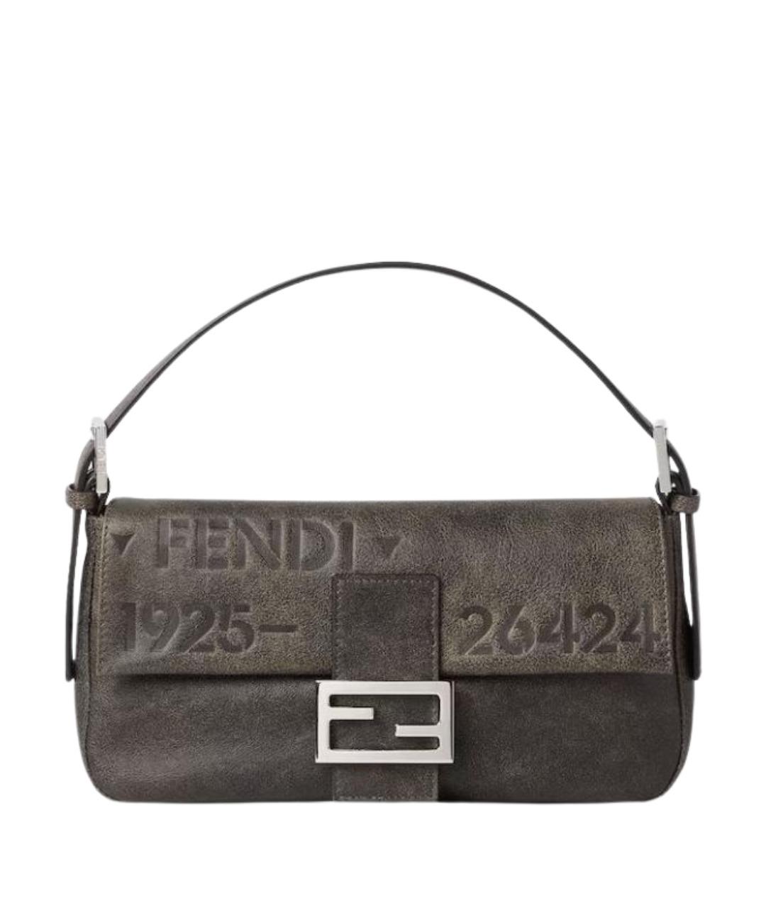 FENDI Зеленая кожаная сумка с короткими ручками, фото 1