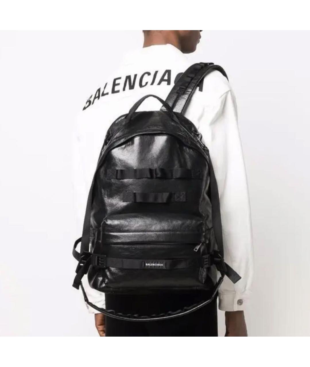 BALENCIAGA Черный кожаный рюкзак, фото 4